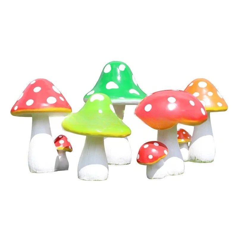 Z14-  Large Mushroom Ornament Outdoor Fiberglass Plant Sculpture Garden Landscape Park Green Space Garden Courtyard Decoration