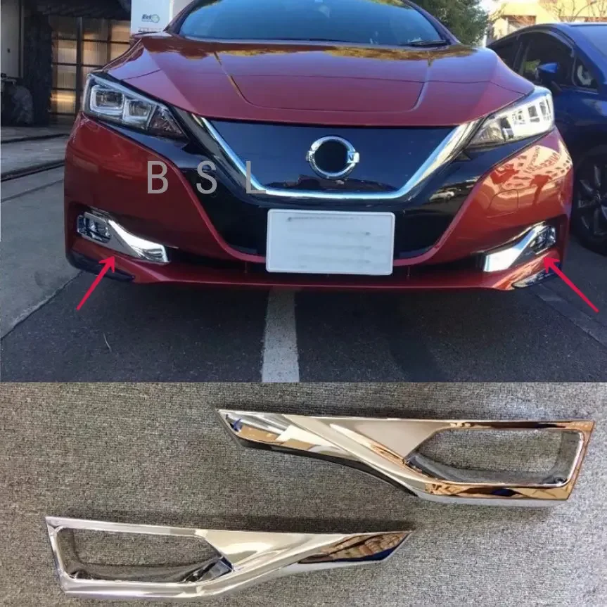 Outside Front Fog Lights Foglight Lamp Cover Trim 2 Pcs / Set Fit For Nissan Leaf 2018 - 2022 ABS Exterior Mouldings