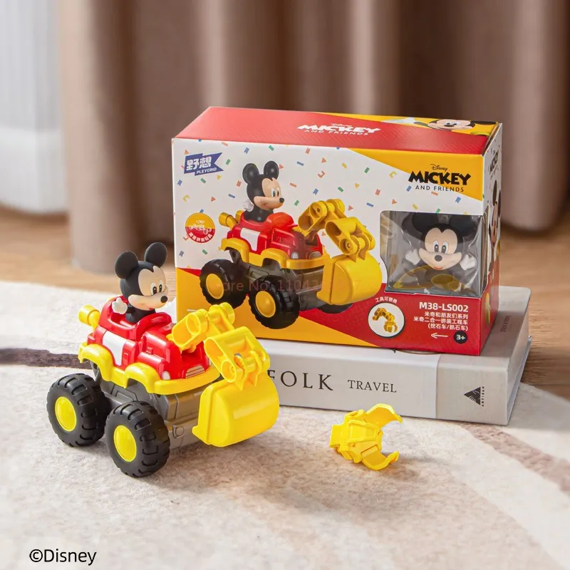 

Disney Mickey Minnie Donald Duck Buzz Lightyear Woody Action Figures Children Friction Car Model Toy Collect Ornaments Kid Gifts
