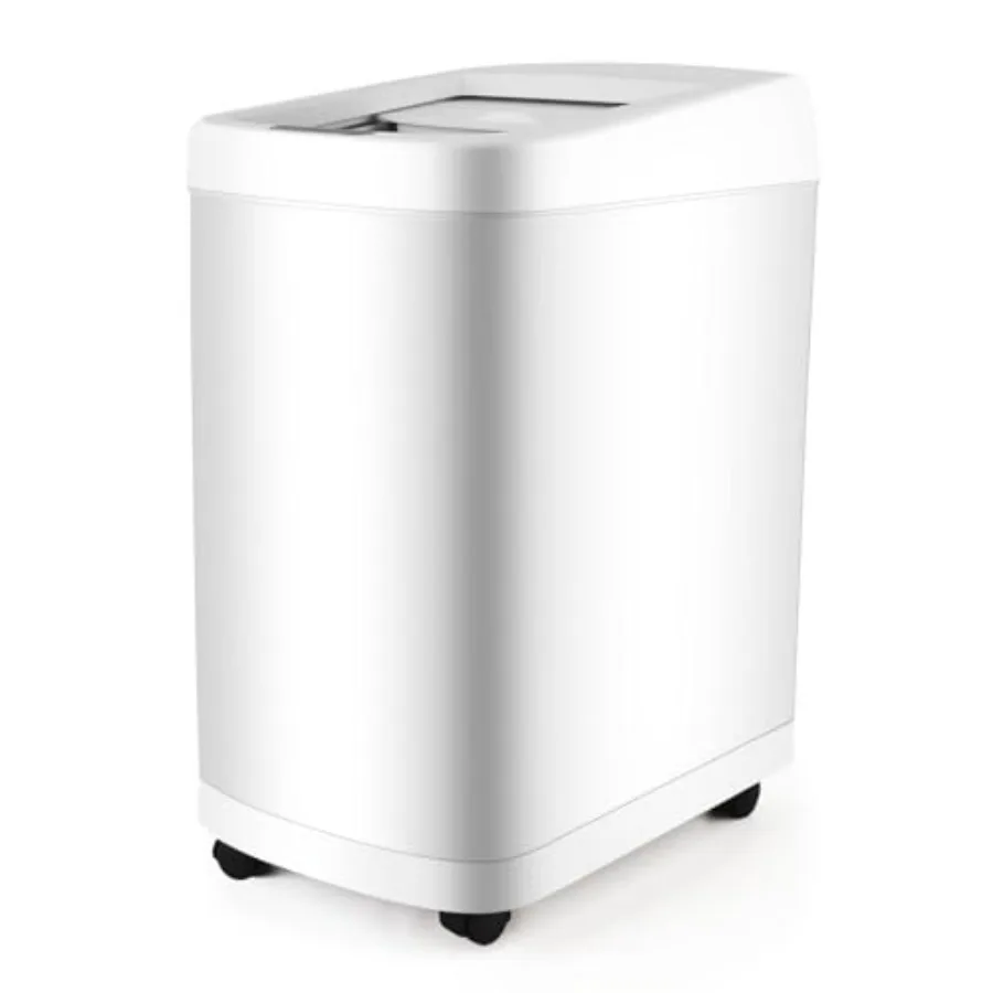 

Мусорное ведро с датчиком движения, роликовым верхом и колесами - автоматическое бесконтактное мусорное ведро, белое, 8 галлонов