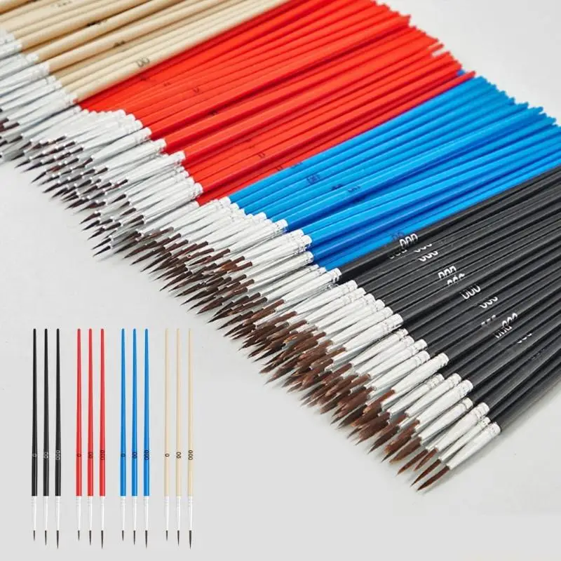 Pack of 30 Nylon Art Brushes Plastic Handle for Various Detail Painting Styles