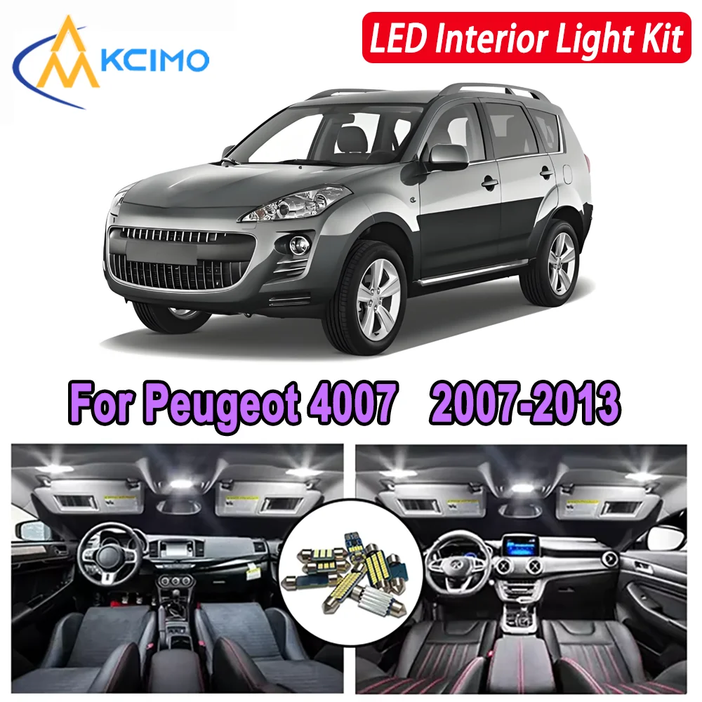 

KCIMO For Peugeot 4007 (2007-2013) Premium Bright LED Interior Dome Map Trunk Light Kit Car Led Lamps Canbus New Car LED Lights