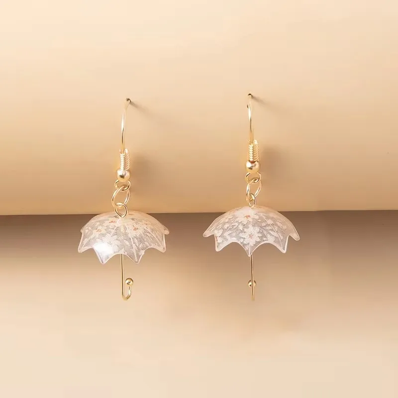 Cute Acrylic Resin Heart Dot Flower Umbrella Dangle Earrings For Women Girls Jewelry Gifts