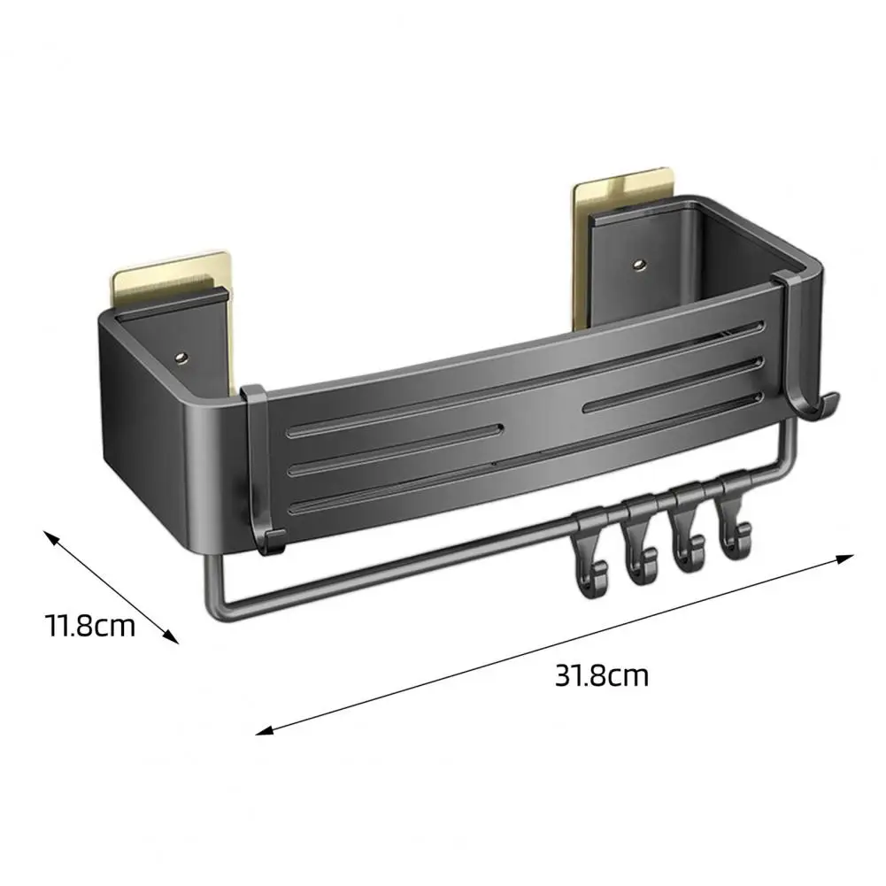 Strong Stable Bathroom Organizer Bathroom Shelf Towel Rack with Strong Load-bearing Drainage Hole Design Self-adhesive No