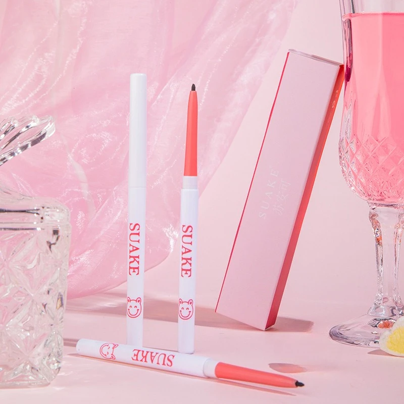Smooth Cream Eyeliner Gel Pencil Pink Tube, Waterproof Smudge Resistant Multi Function Eye Lying Silkworm Makeup Pen