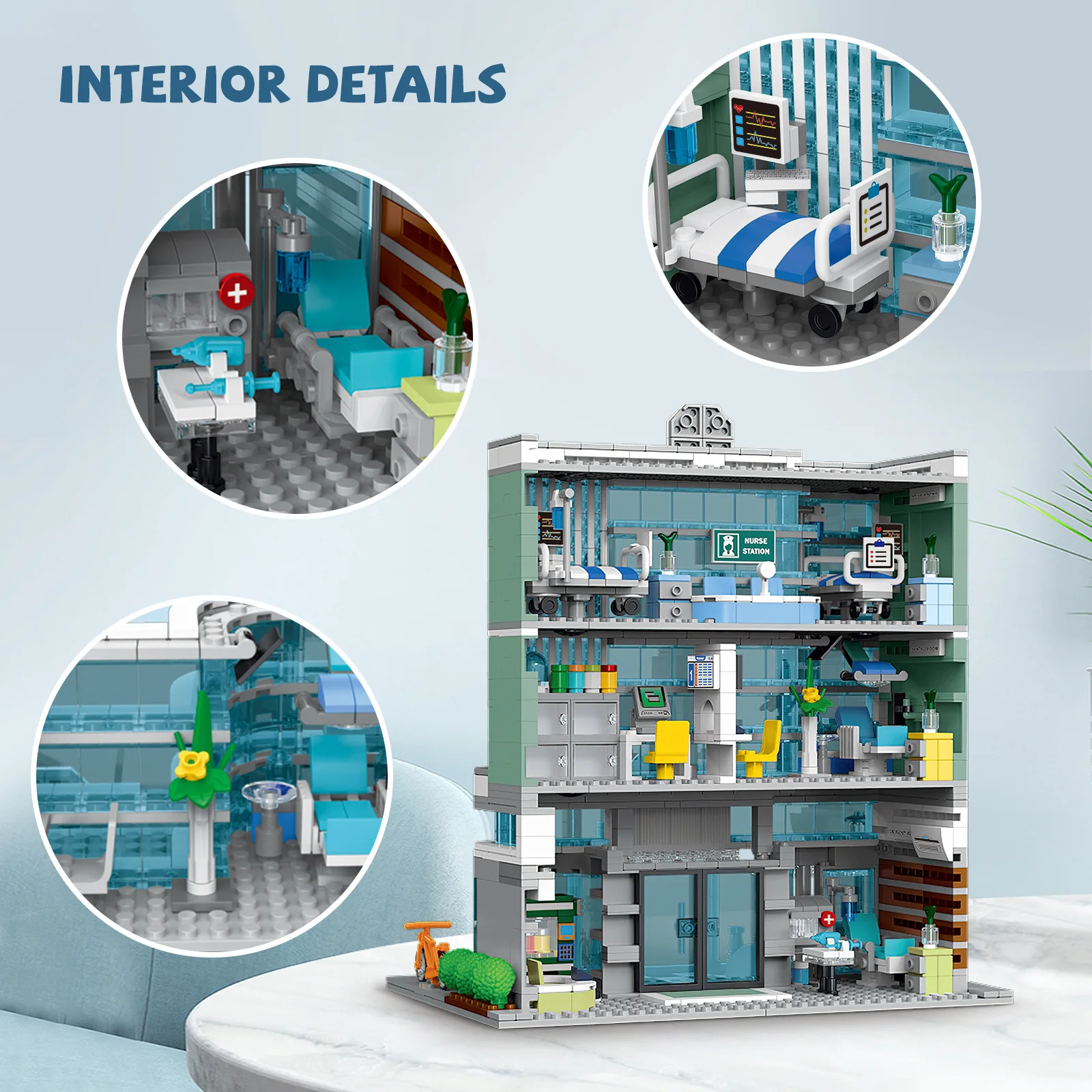 

City hospital street view children boy puzzle assembly building block toy gift