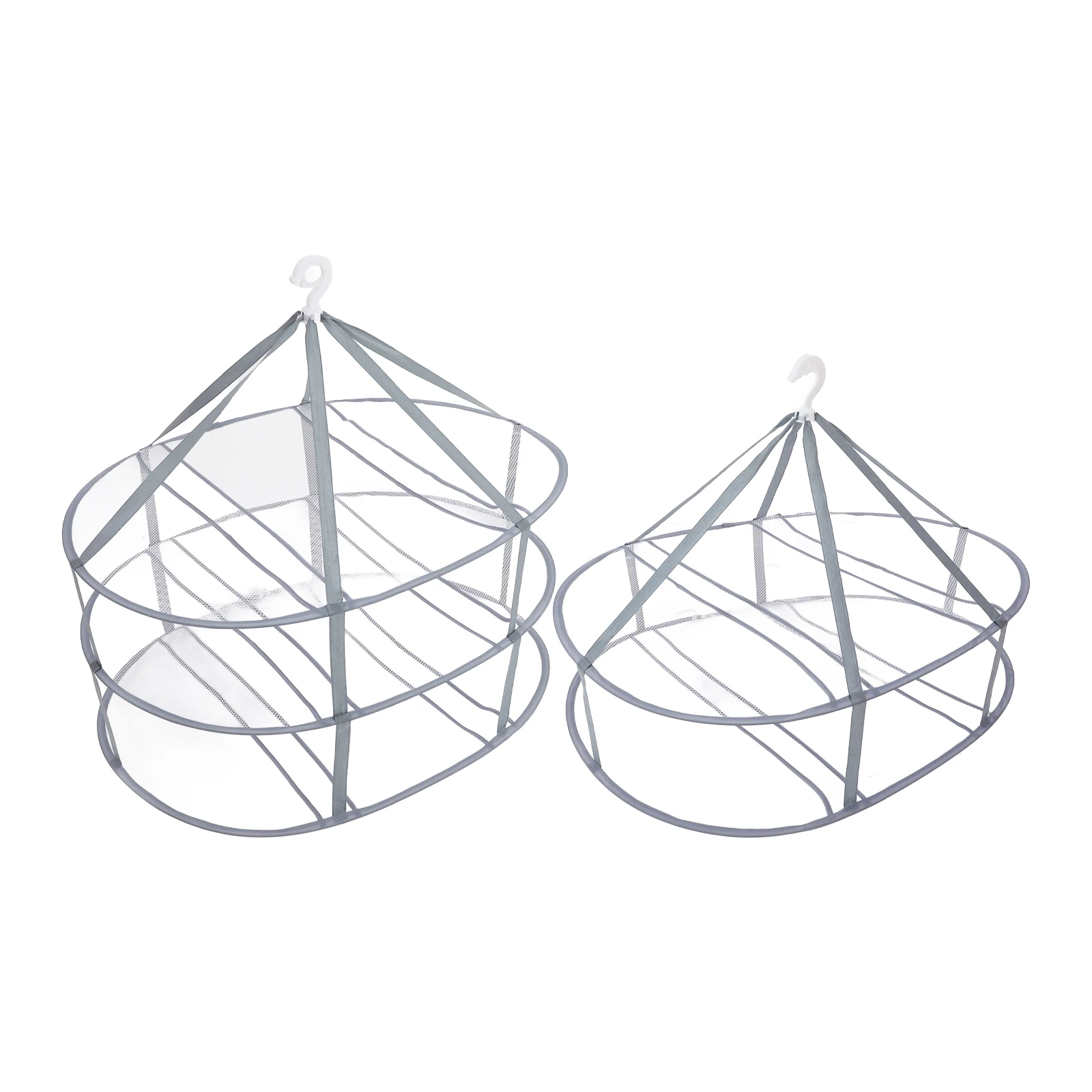 

Folding Drying Rack 2 Tier Clothes Dryer Net Dress Fixing Band Foldable Hanging Mesh Flat Lay Basket