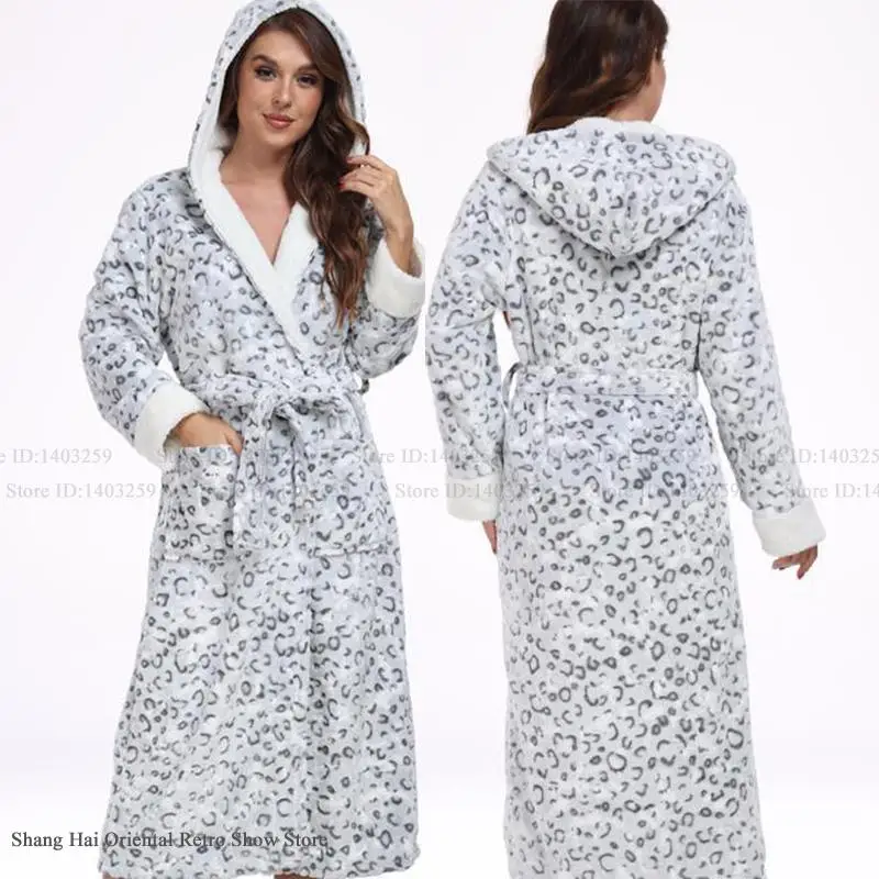 

Утепленные фланелевые капюшоны, длинный халат, женская одежда для сна, домашнее платье, осень-зима, новая теплая ночная одежда, кимоно, халат, одежда для дома