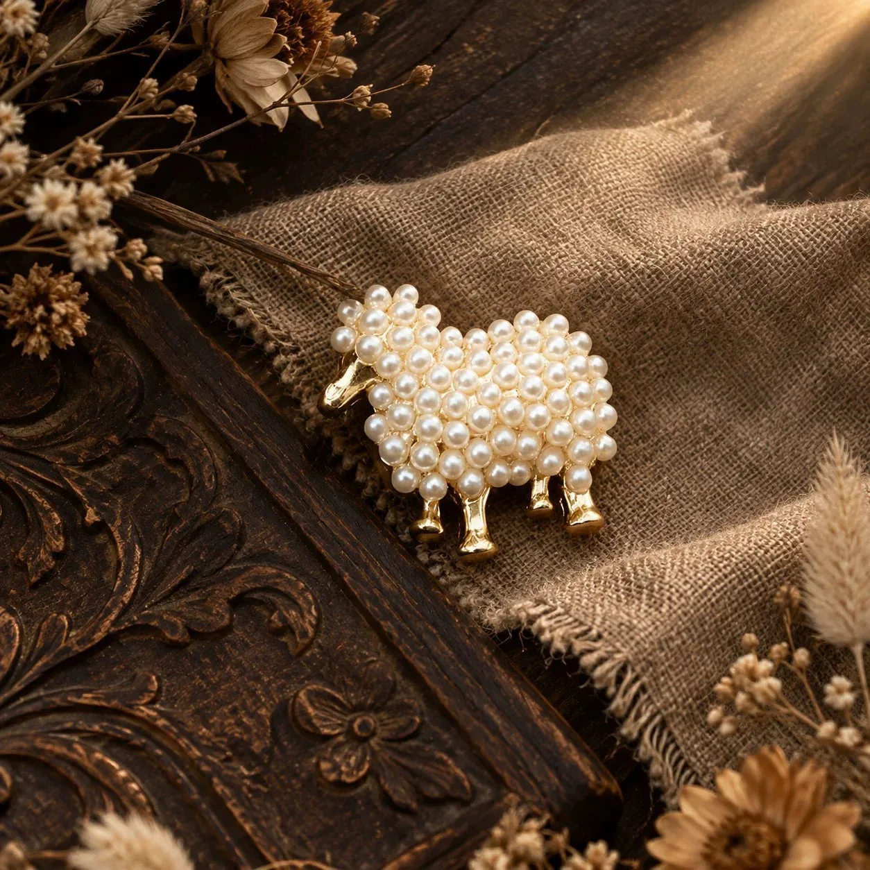 New1PC Sheep Brooches for Women Unisex Pearl Animal Pins Banquet Party Backpack Gifts Jewelry Accessories
