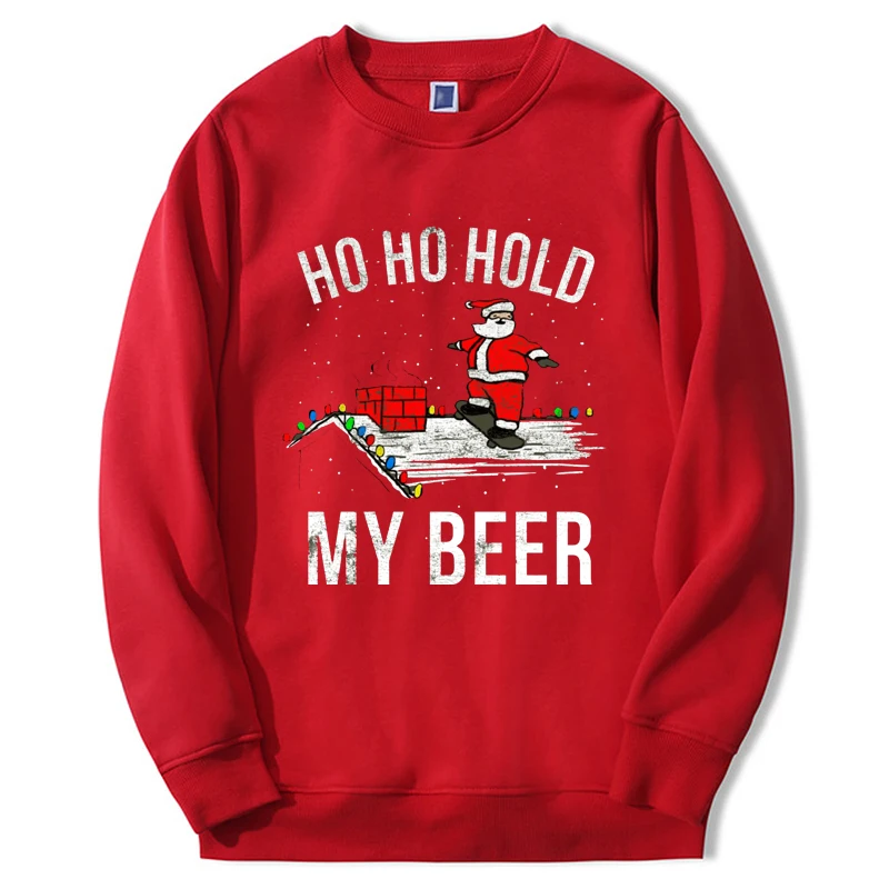 

Christmas Hoodies Santa Hold My Beer Fashion Crewneck Harajuku Moletom Sportswear Man's Top Fashion Hip Hop Hoody Outdoor