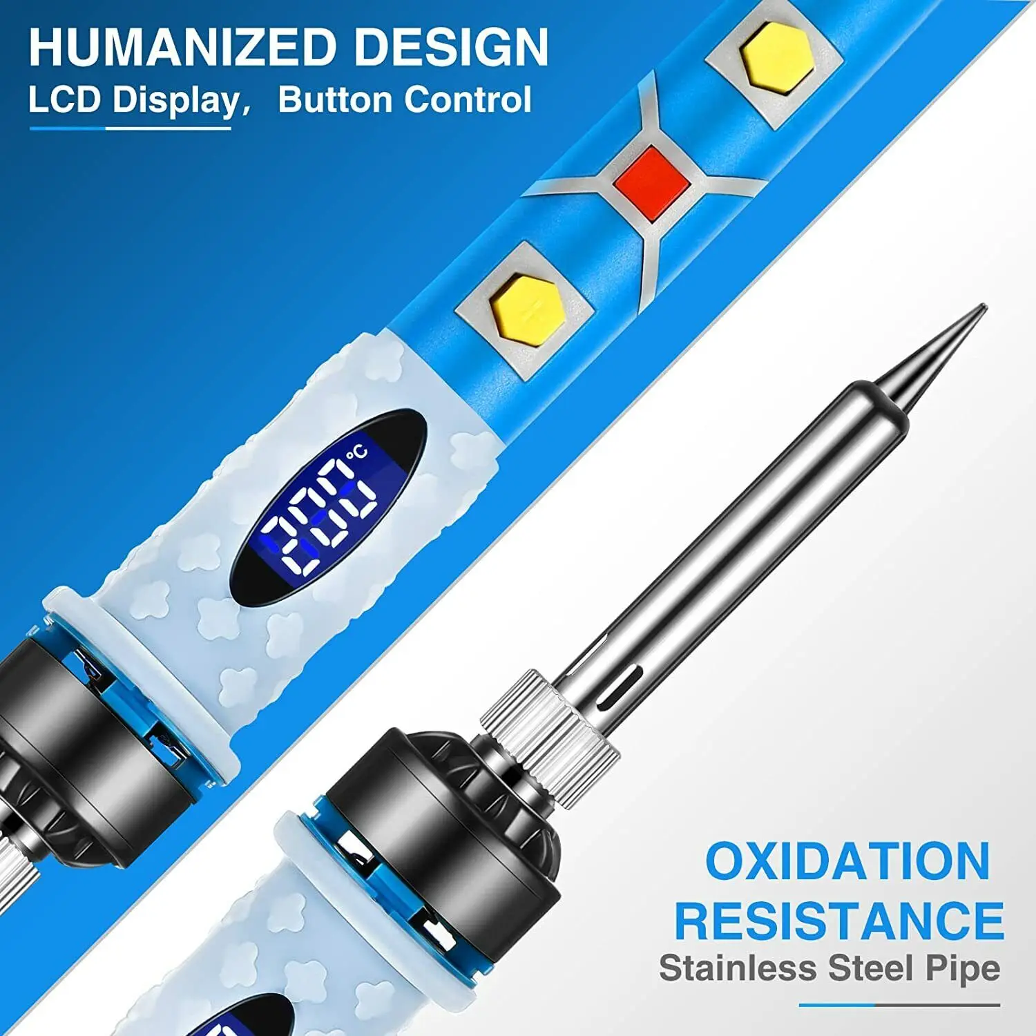 Kit de soldador eléctrico de temperatura ajustable, herramienta de soldadura, limpiador de puntas de soldadura, bomba desoldadora, espectáculo LCD,