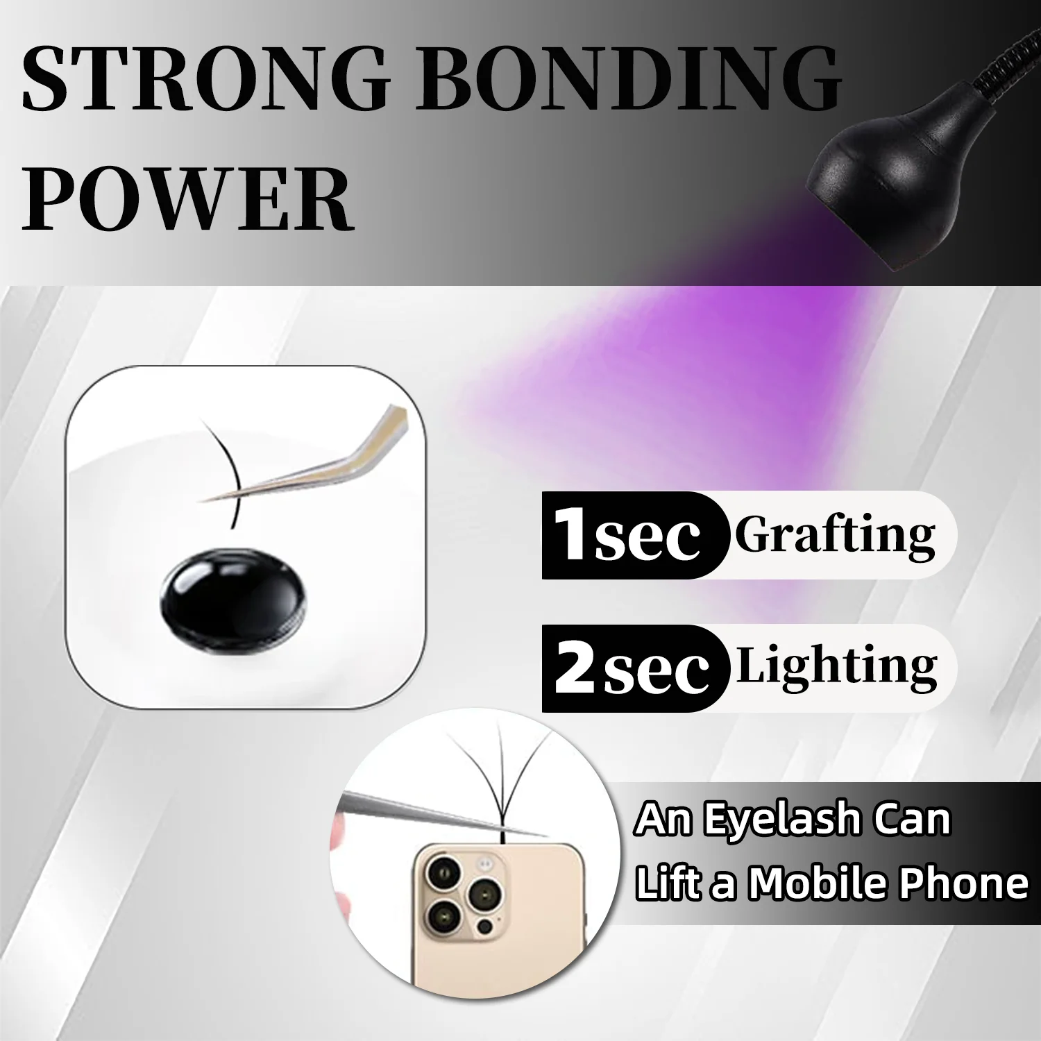 UV まつげ接着剤防水まつげエクステンション用すぐに 1 秒乾燥強力なつけまつげエクステンション持続接着剤