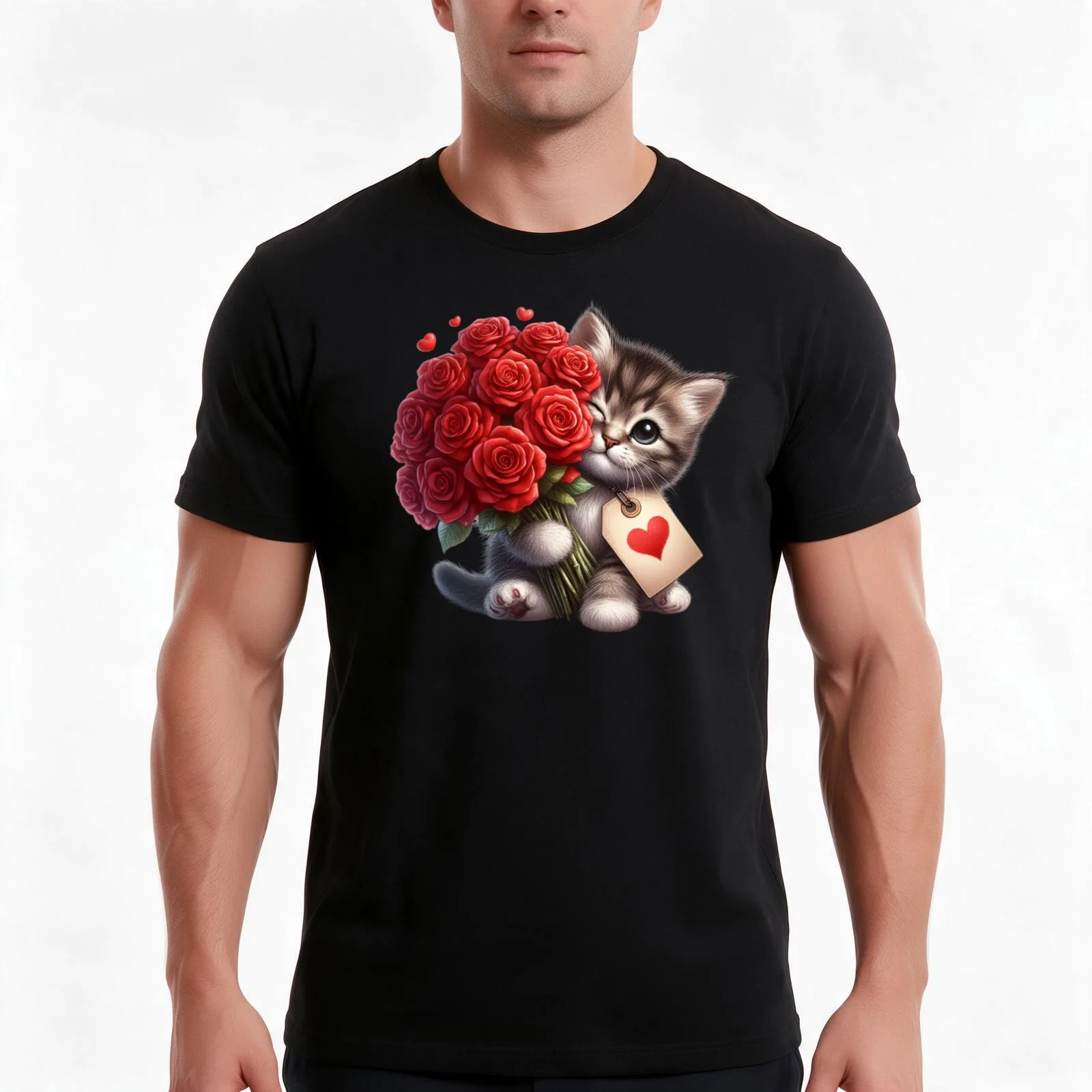 Cute Cat's loving expression! T-Shirt, Summer Casual Cotton Tee, Oversized Streetwear Tops, Vintage Graphic Print, 100% Cotton