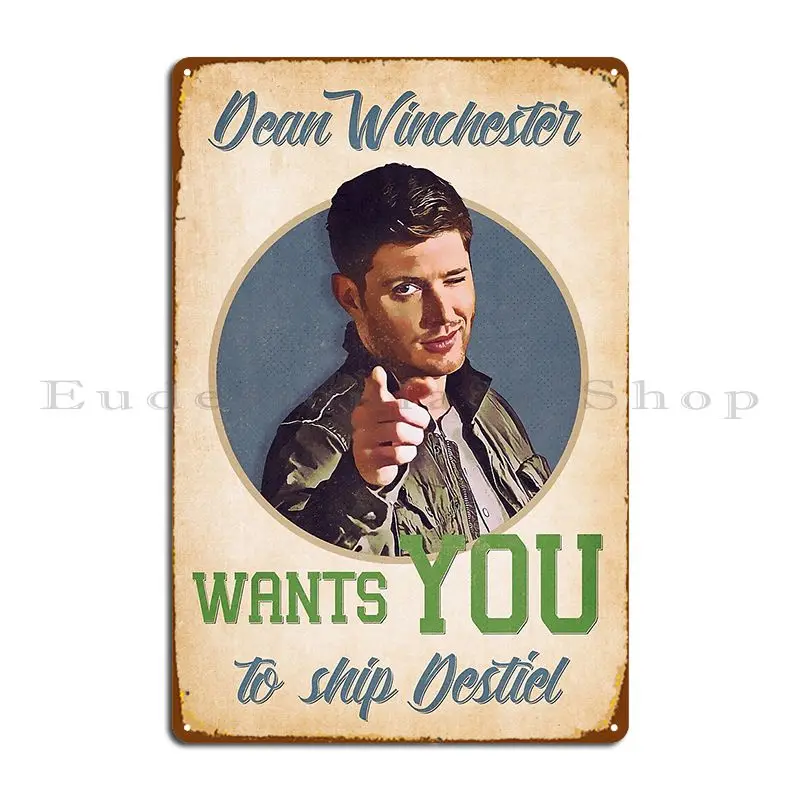 Destiel Shipper Dean Psa Metal Sign Party Iron Create Custom Living Room Tin Sign Poster