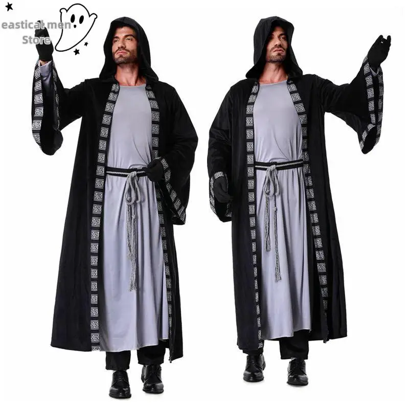 

Male Wizard Cosplay Robe Halloween Party Priest Adult Grim Reaper Costume Wizard Vampire Medieval Characters Cosplay Costumes
