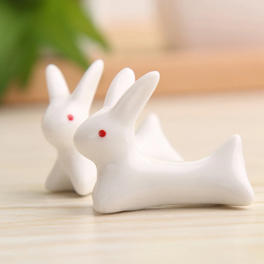 

8 шт., керамические палочки для еды с кроликом, гладкая поверхность, украшение для стола, пасхальные украшения, держатель для кролика, ложка, вилка
