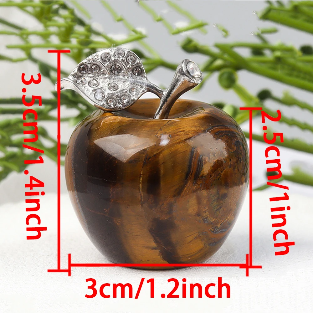 30MM 15 Color Natural Crystal Apple Ornaments Quartz Crafts Crystal Healing Stone Apple Christmas Gift Home Desktop Decorations