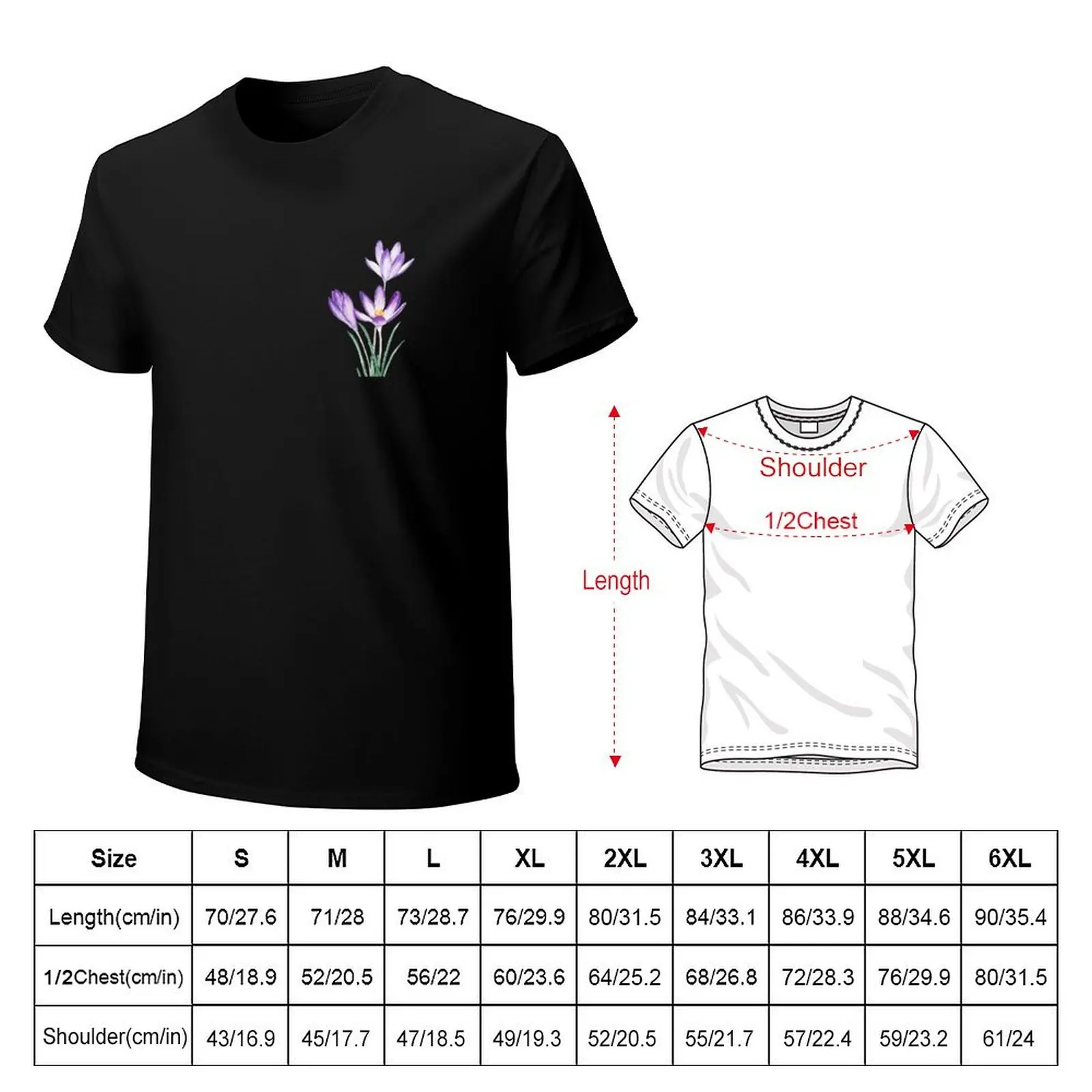 hand painted purple crocus flower watercolor T-Shirt t shirts cotton 100% T-Shirt