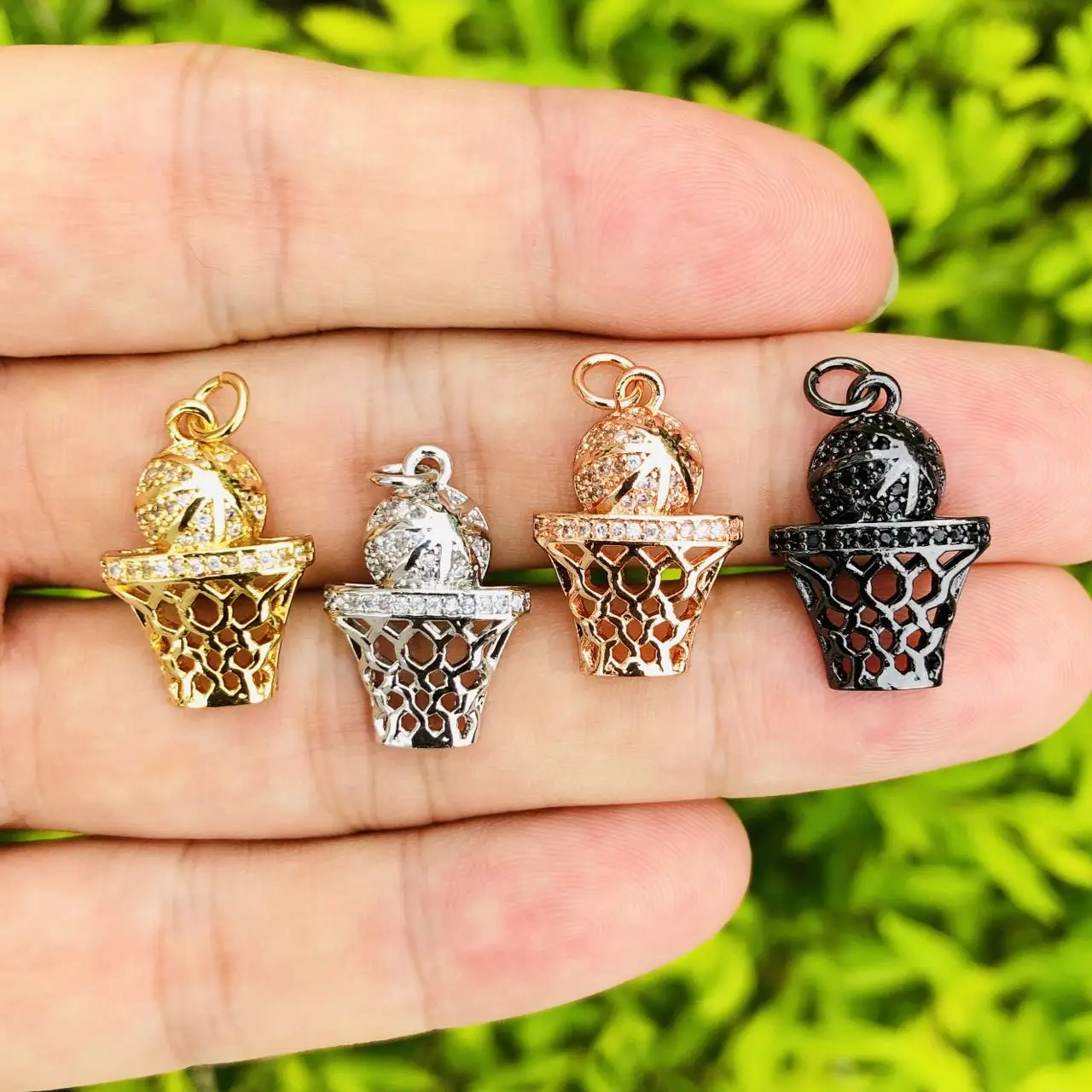 5pcs Zirconia Pave Copper Basketball Game Charms for Woman Jewelry Making DIY Bracelets Necklace Accessories