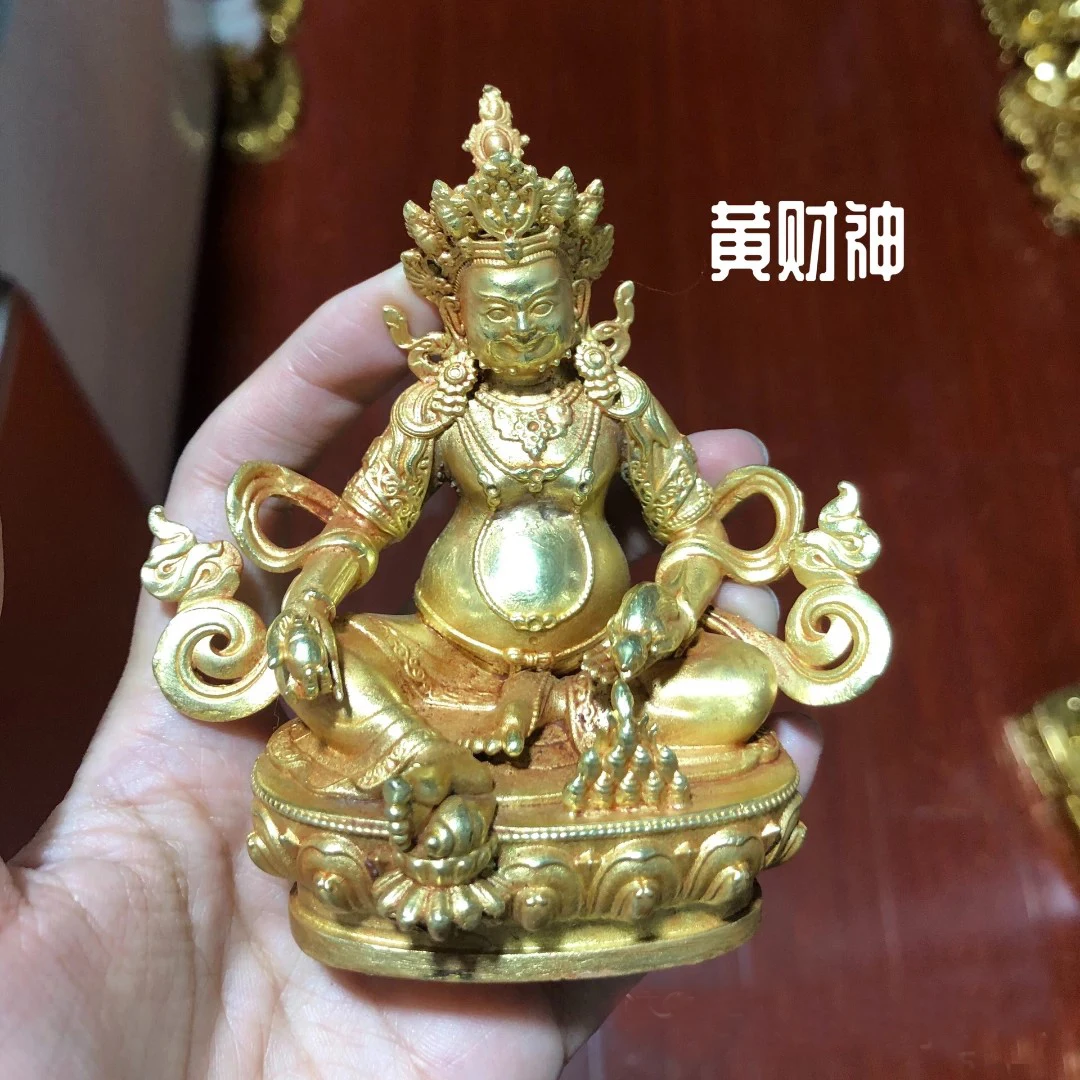 Buddhism good gilding Buddha statue HOME family  bring in wealth treasure money Yellow Jambhala fortune God Small