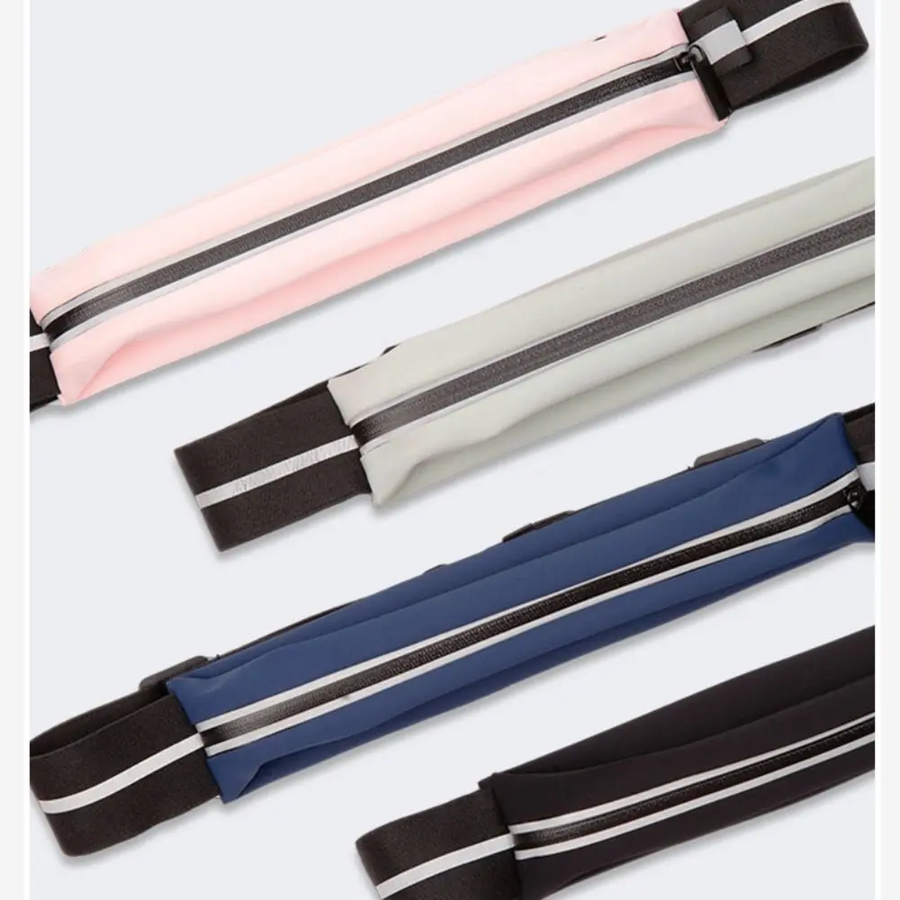 Adjustable Running Waist Bag Waterproof With Reflective Stripe Running Waist Pouch Headphone Port Lightsome Marathon Jogging Bag