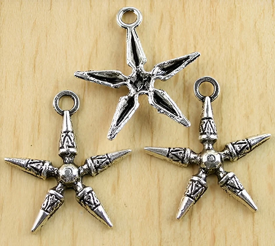 

10pcs 28x24mm Alloy matel tibetan silver pattern 5-angles pendants HWH0099