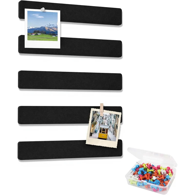 8PC+35Pins Felt Cork Bulletin Pin Board Strips for Home Refrigerator Office Decoration Message Picture Photo Wall Decor Sticker