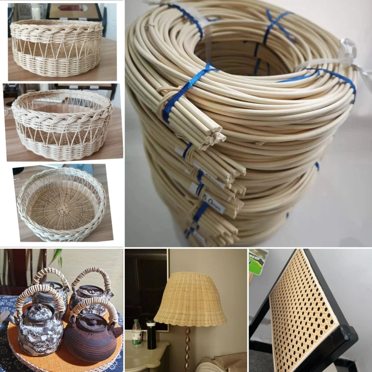 

A Class Natural Wicker Cane Rattan Core Round Rattan Reed for Basket Making and Weaving Diameter 2-7mm 250g Furniture Materials