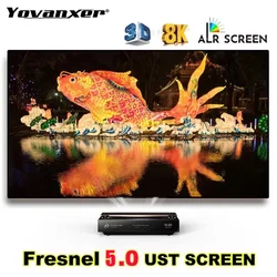 2026 Fresnel 5.0 Pro ALR UST Projection Screen Fixed Frame Ambient Light Rejecting Best for Ultra Short Throw Projector 4K 8K 3D