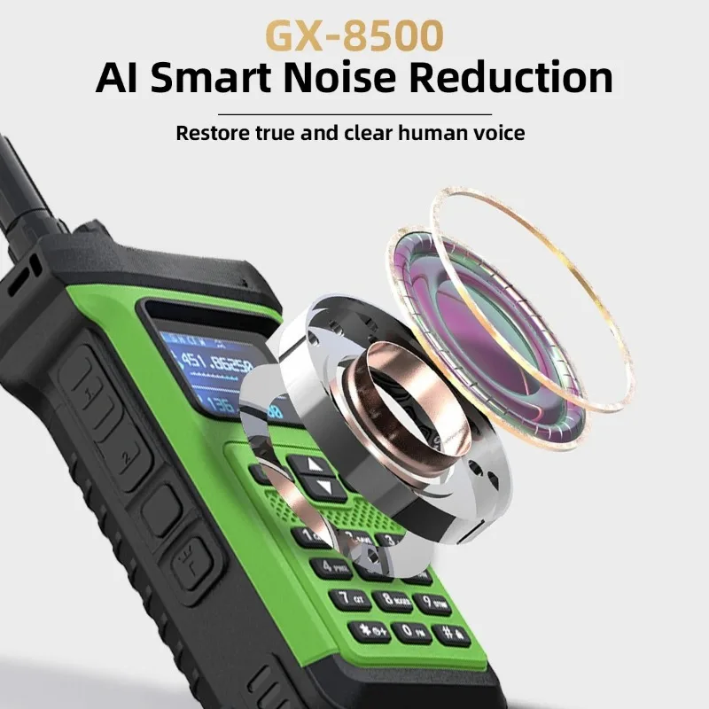 HX GX8500 20W Dual Band Walkie Talkie | 5800mAh Long Range Two Way Radio with Reverse Charging & Noise Reduction