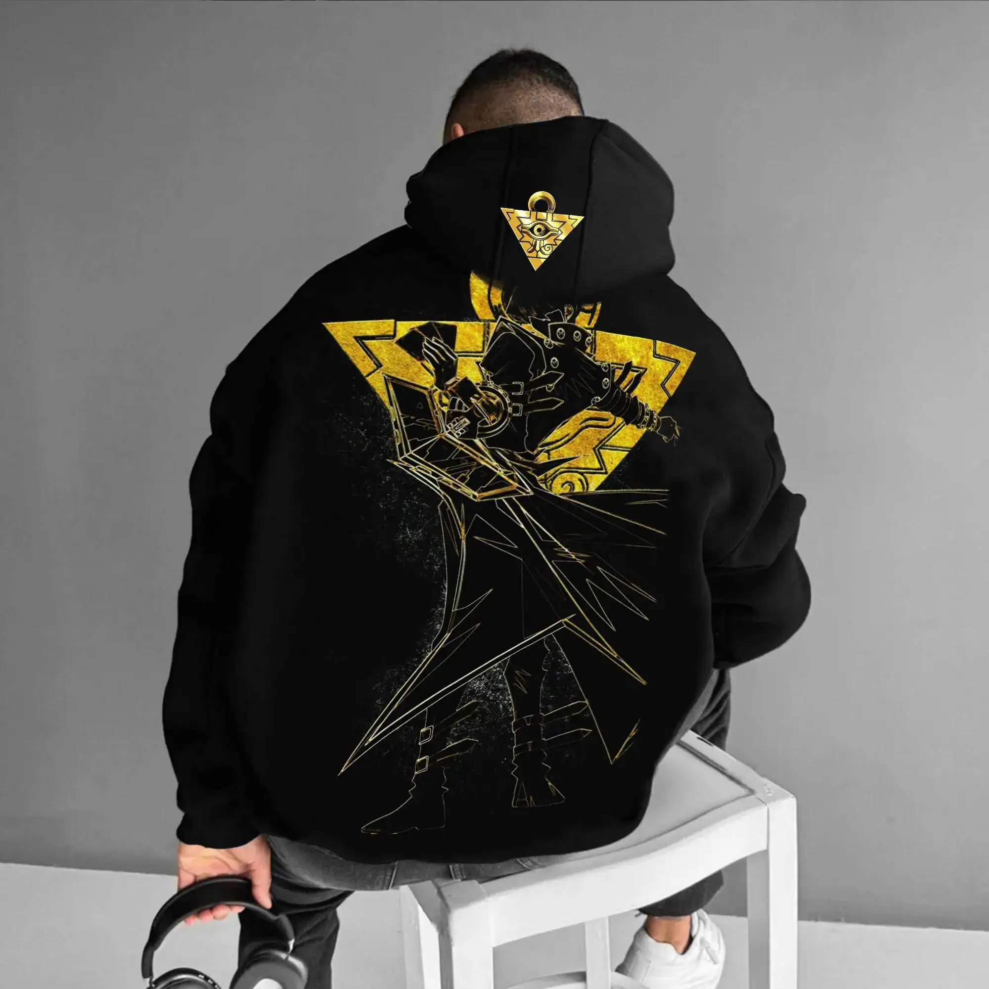 YuGiOh Sudadera con capucha de algodón de anime para hombres y niños, conjunto familiar de gran tamaño de manga larga con forro polar y bolsillo canguro, diseño de anime