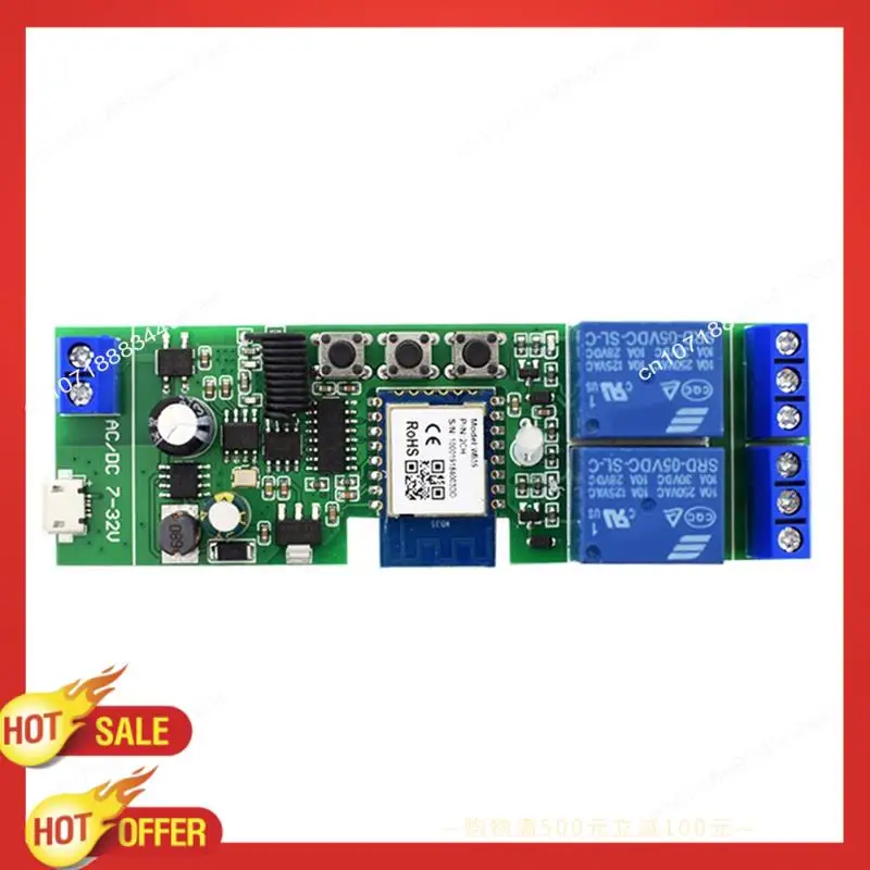 B47C 1 Satz Relaismodul mit RF-Fernbedienung, passend für Alexa 2 CH AC/DC 7–32 V RF/APP-Fernbedienung Smart Home