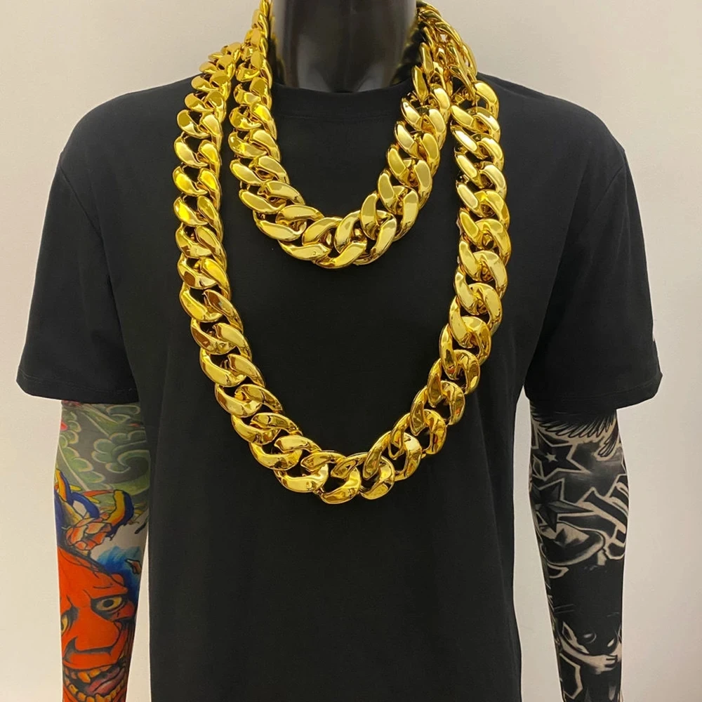 Fashion Punk Exaggerated Thick Chain Acrylic Gold Plated Necklace Men\'s Personalized Jewelry DIY Waist Chain Bag Chain Wholesale
