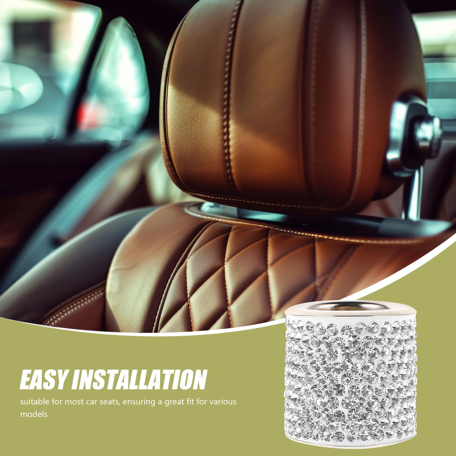 

2 Pcs Beaded Car Seat Decorative Ring Headrest Collar Accessory Flash Decoration