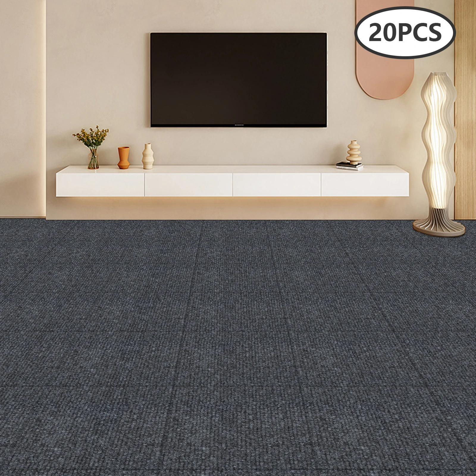 Wrinkle-Resistant Floor Carpet 20PCs Square Carpet Noise Reduction Adsorption Type for Restaurants/Corridors/Offices