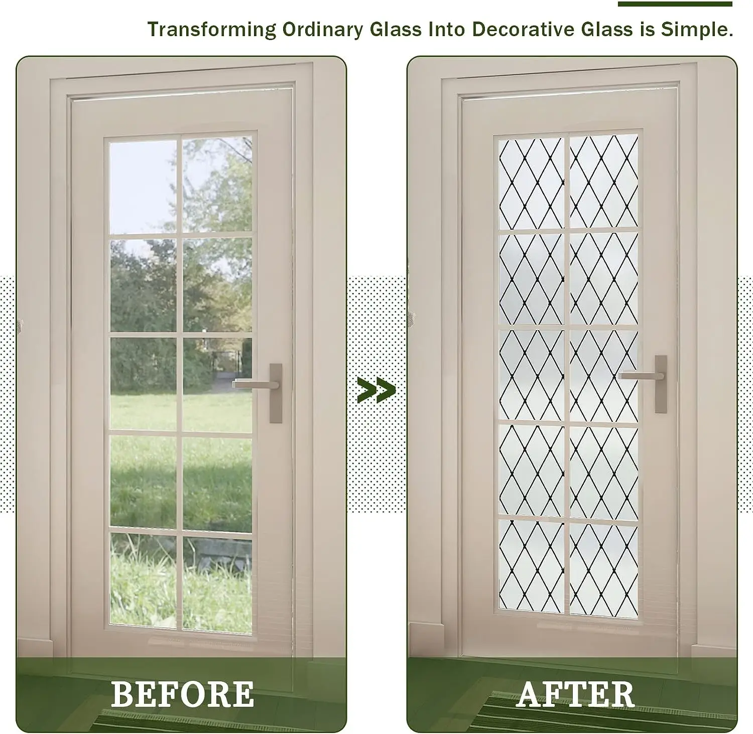 Frosted Black Lattice Window Film Static Cling Window Privacy Films Decorative Glass Vinyl Film for Windows Removable