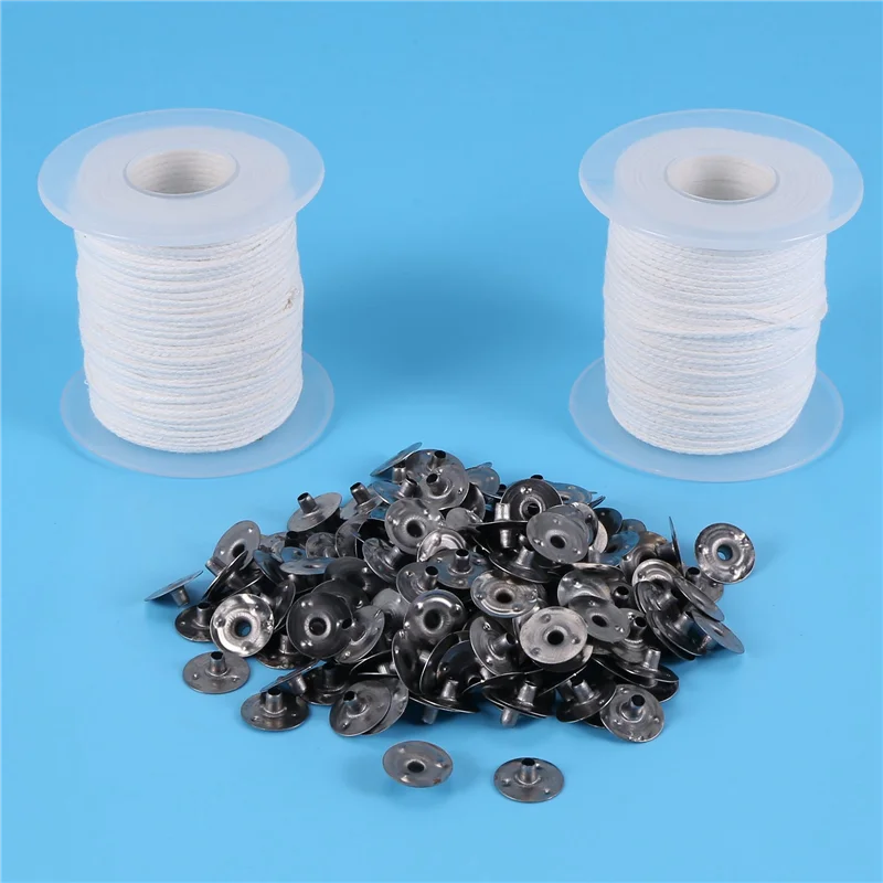 

Инструменты для самостоятельного изготовления THIVN-свечей, 4 рулона плетеного фитиля для свечей с хлопковым сердечником и 400 шт. вкладки для фитиля для свечей для поделок своими руками