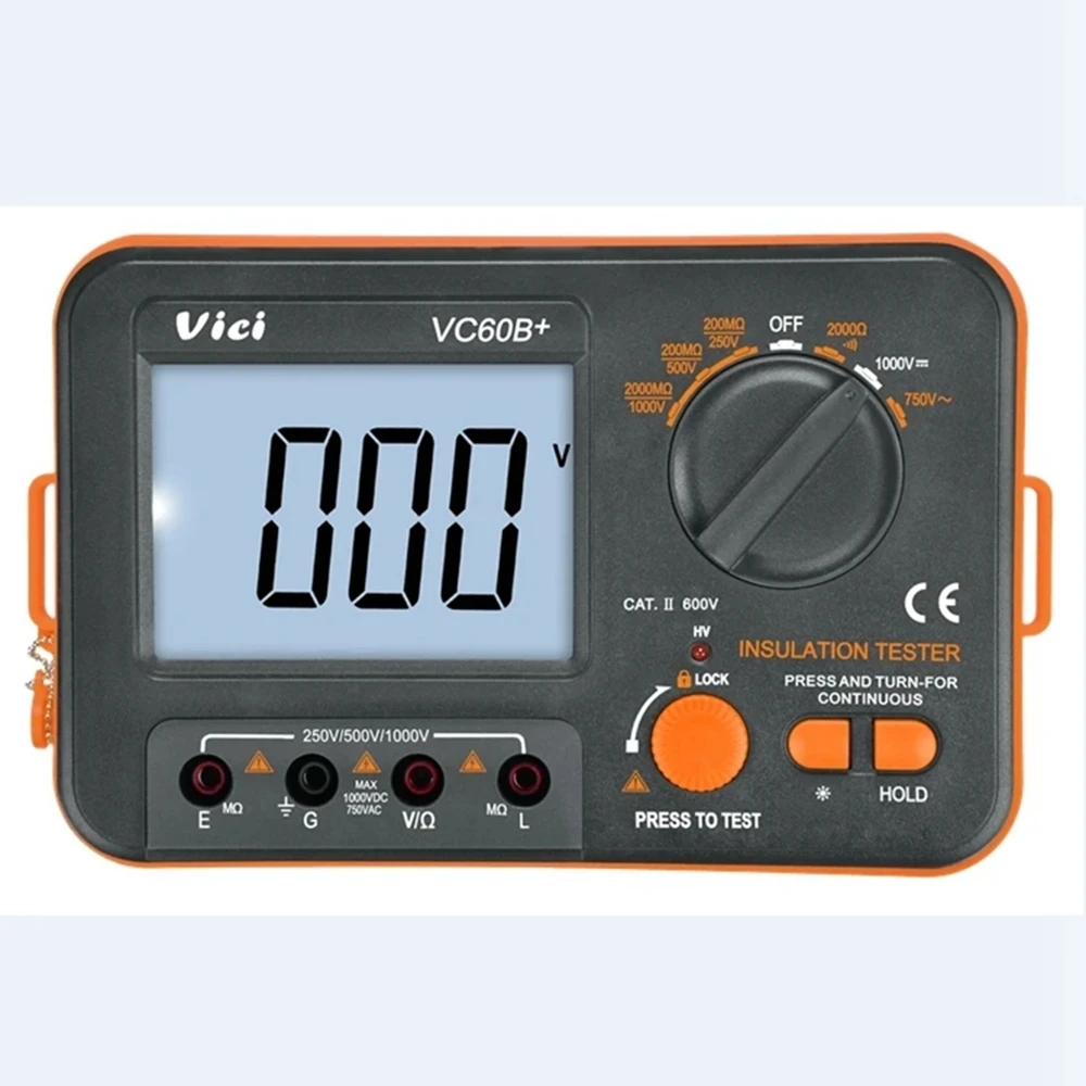 VC60B+ Digital Insulation Resistance Tester VICI MegOhm Meter 250V 500V 1000V Anti High Voltage And Short Circuit Input Alarm