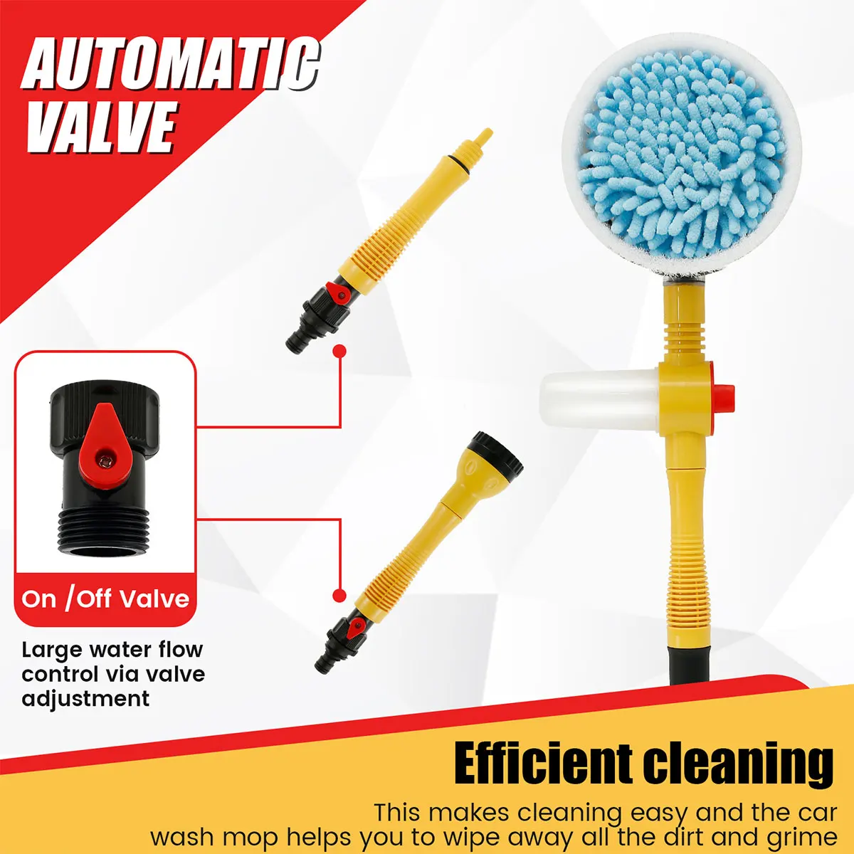 Car Wash Brush Kit Handle Scratch Free Car Scrub Brush 360° Rotating Car Cleaning Brush for Cleaning Wheel Tire Glass windows