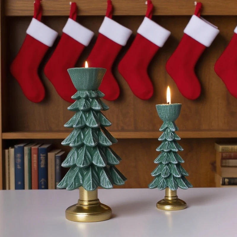حامل شموع شجرة عيد الميلاد، حرفة راتينج إبداعية للعطلات، زينة زينة لجو عيد الميلاد #2
