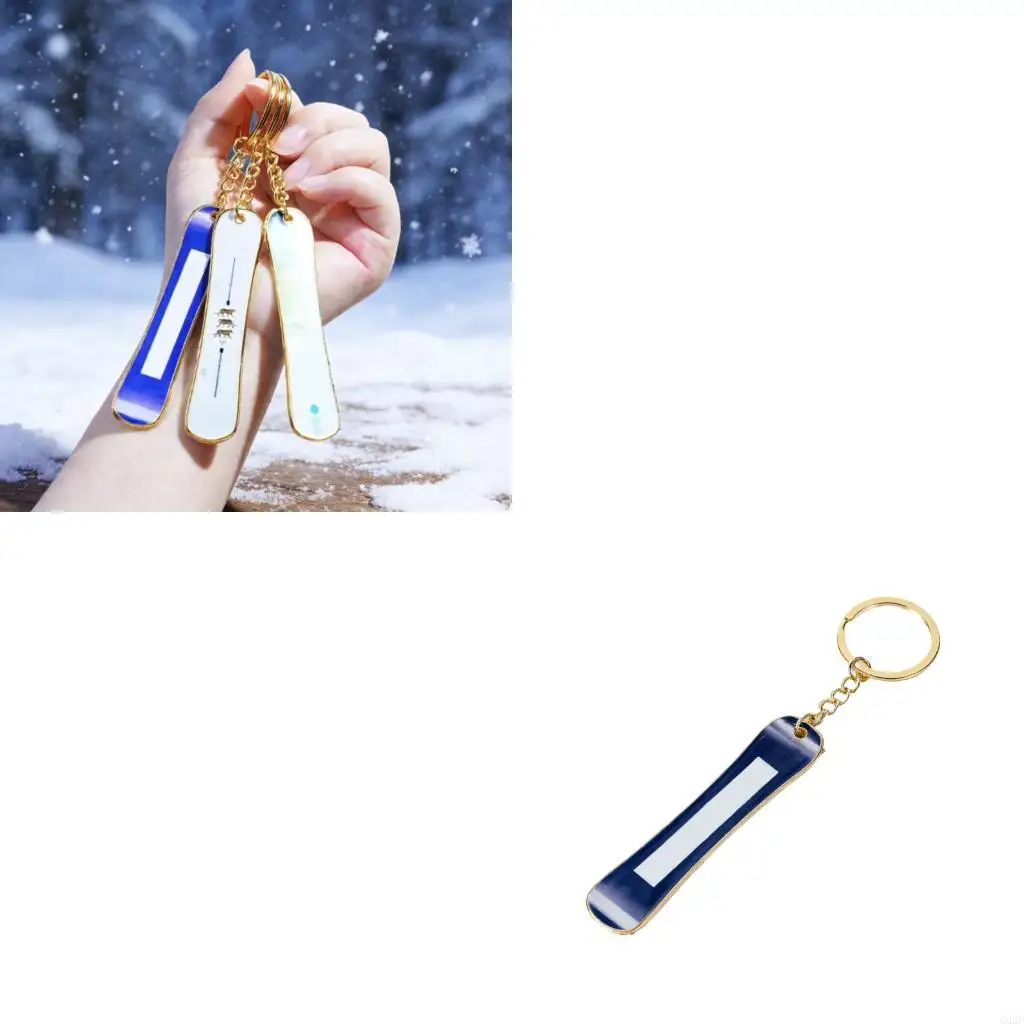Snowboard Pendant Alloy Keychain Decorative Rings For Handbag Purse Charm K92C