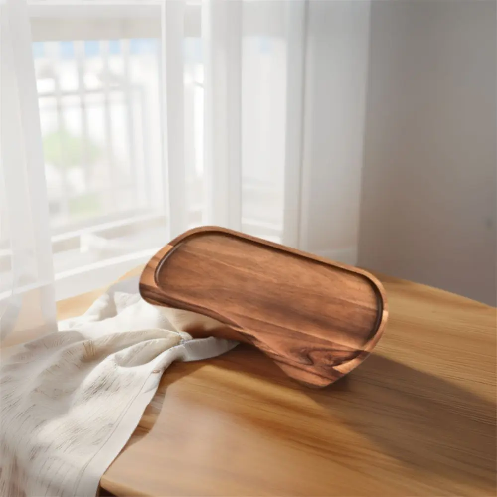 

Durable Japanese Style Wooden Tray Wood Portable Rectangular Platter Thickened Insulated Appetizers Plate Restaurant