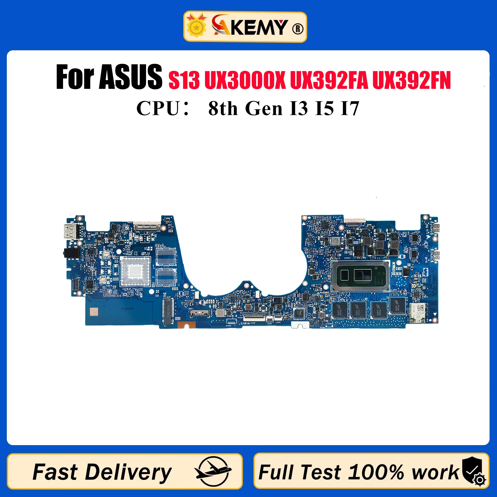 

UX392FA Материнская плата для ноутбука ASUS ZenBook UX392F S13 UX3000X UX392FA UX392FN Материнская плата с процессором I3 I5 I7 100% тест ОК быстрая доставка