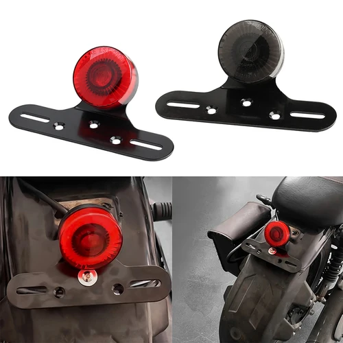 Luz LED redonda Vintage para motocicleta, luz trasera de freno para motocicleta, indicador de matrícula para Kawasaki Choppers Suzuki Yamaha