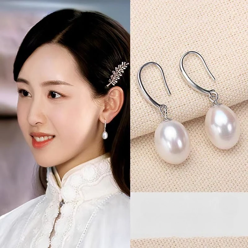 Natural Pearl 8-9mm Ear Hook Earrings, Aurora Flawless Eardrop
