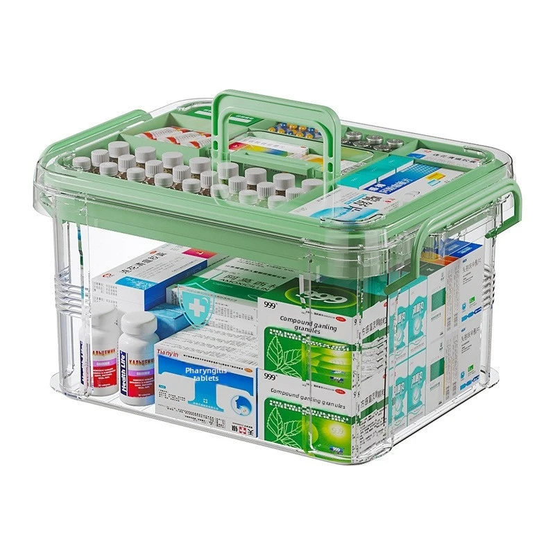 

First Aid Kit Medicine Organizer Large Capacity Stackable Clear Home Travel Medical Storage BPA Free Portable Case Wholesale