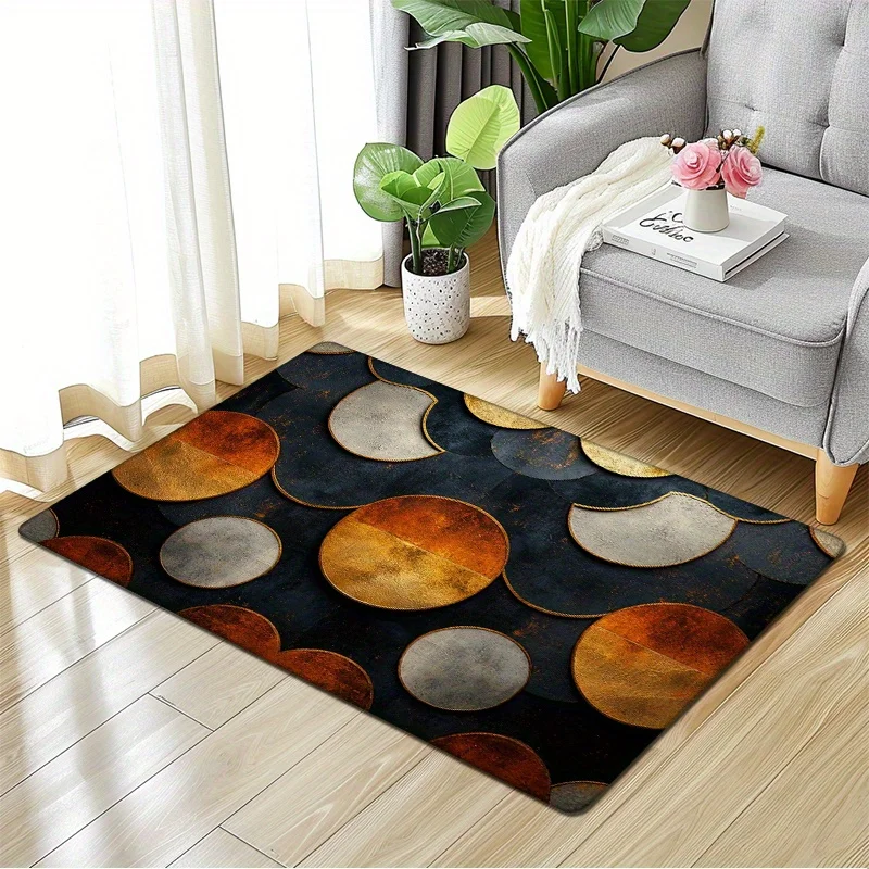 1pc Vintage Moon Phase Pattern Mat - 0.47inch Thick Flannel, Non-Slip & Washable, Mystical Astrology Printed Design, Perfect for