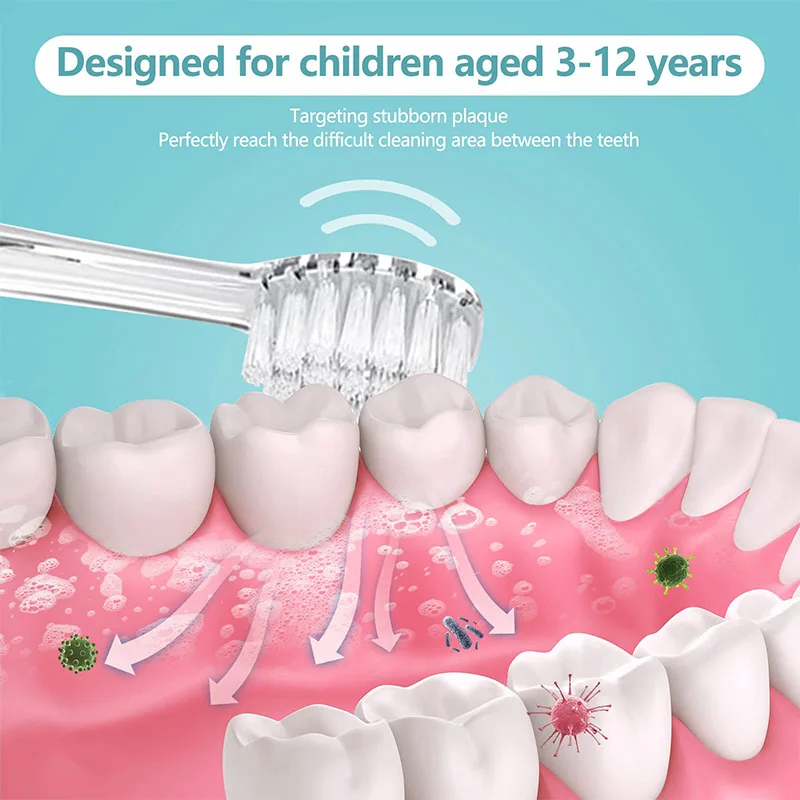 5er-Pack Kinderzahnbürsten-Ersatzköpfe, kompatibel mit SEAGO- 513/977/EK6, weiche Borsten, sanfte, saubere Zähne für Kinder von 3–12 Jahren