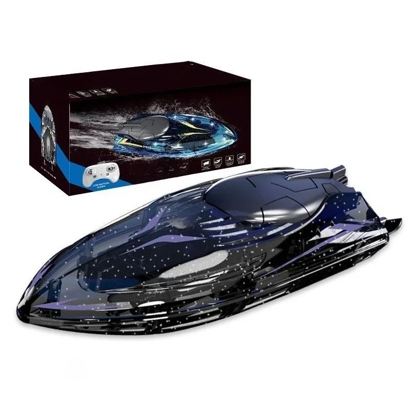 2.4G remote control high-speed boat with lights waterproof competition double-sided 360° tumbling water toy remote control boat