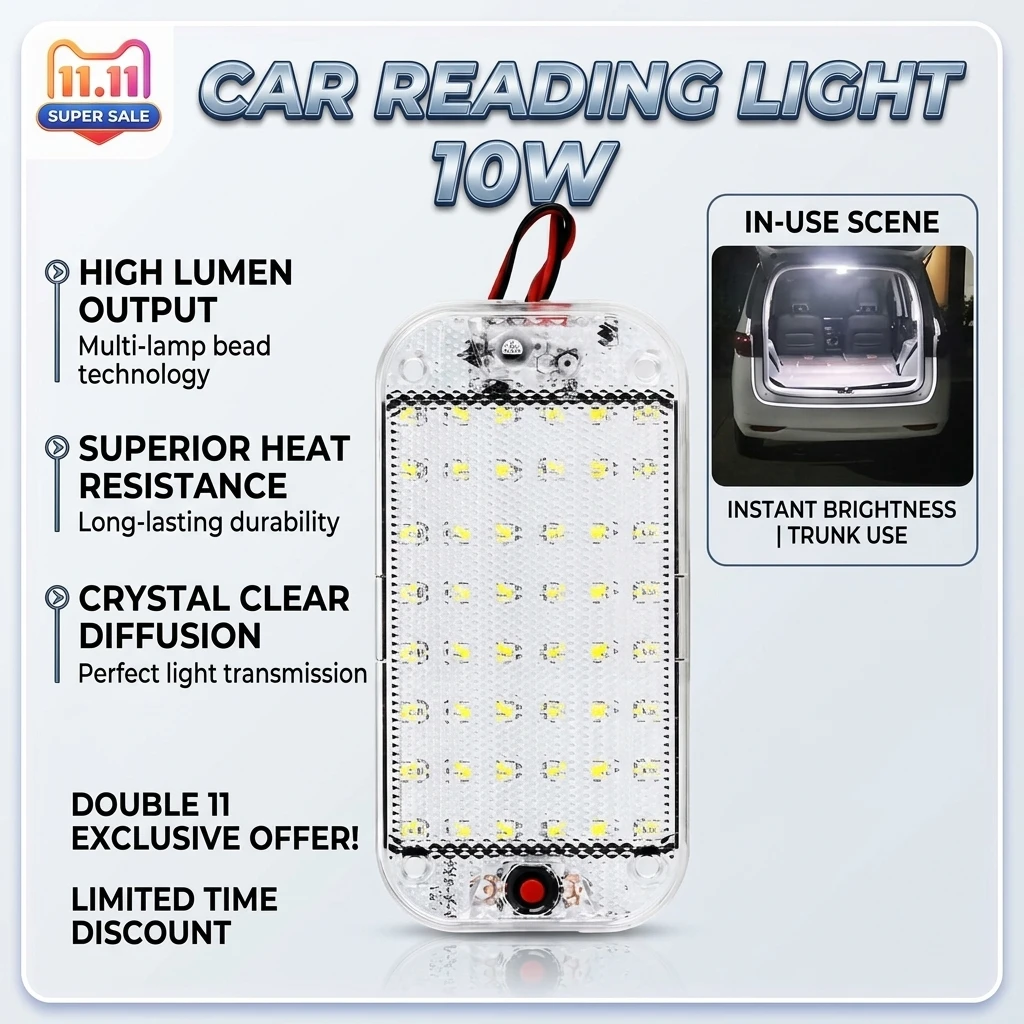 Universal Ceiling Light Bright Car Indoor Lamp With ON/OFF Switch 48LEDs Interior Dome Light For Box Trucks, Campers, Boats, RV